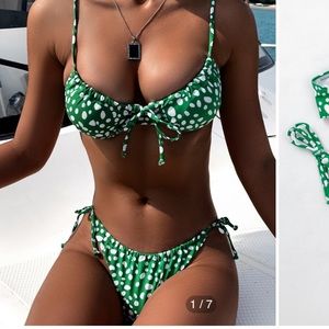 brand new green & white polka dot bikini Shein